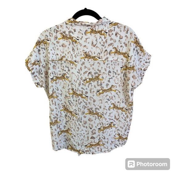Jane + Delancey cheetah print tie front blouse, Large - Picture 8 of 9